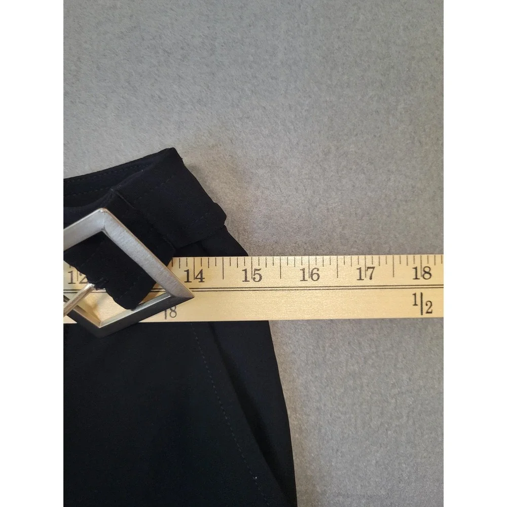 St. John Black Pants Size 2 Flare Leg Eyelet‎ Detail Buckle Belt